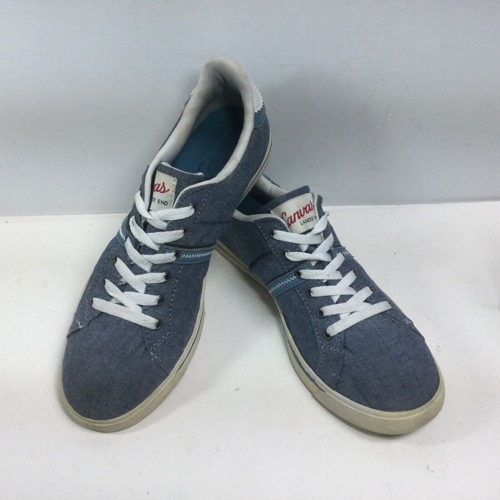 Canvas Lands End Womens Sneakers Size 7.5 Bâ Blue Tennis Shoes